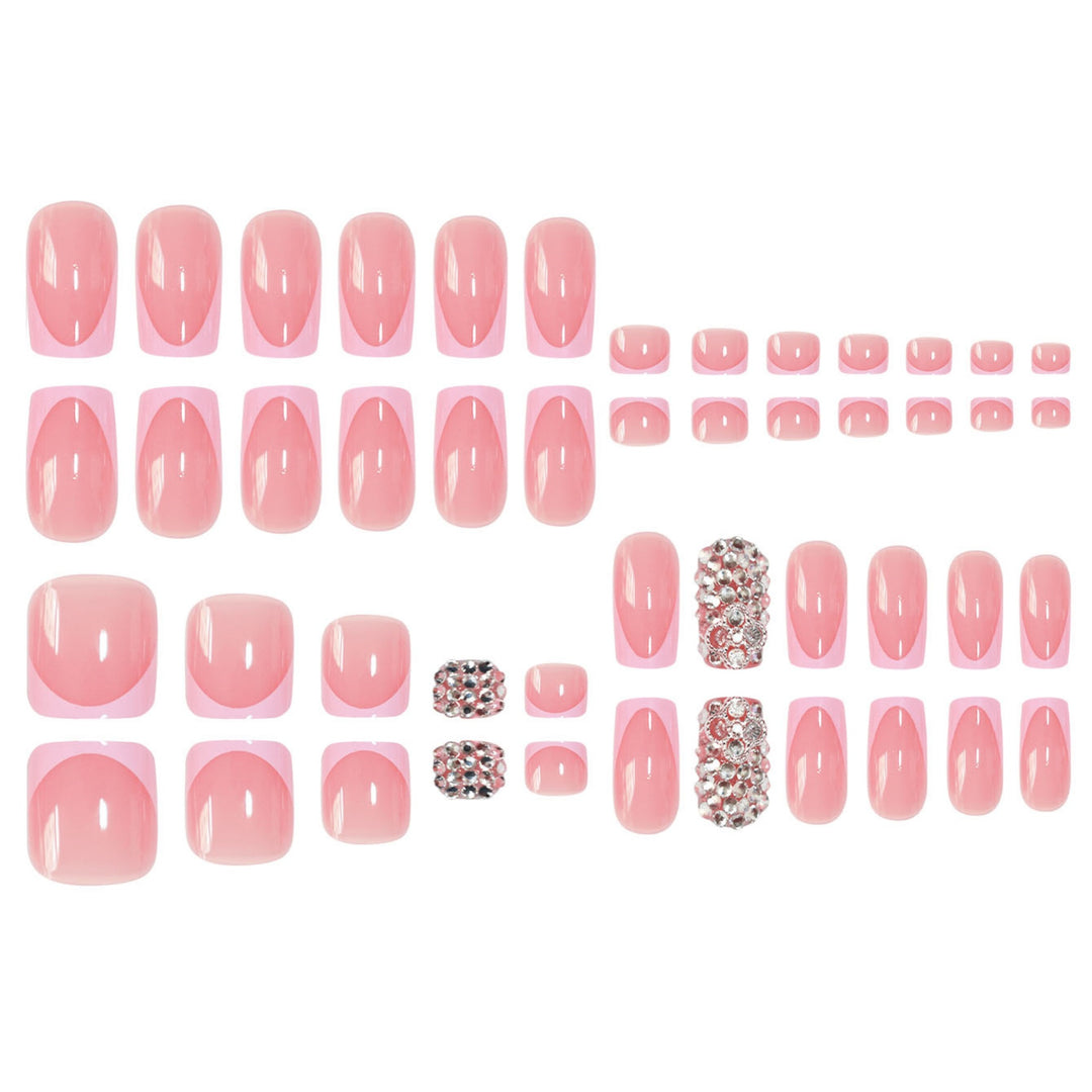 Elegant Press-On Nail Set with Rhinestone Accents Kalsten