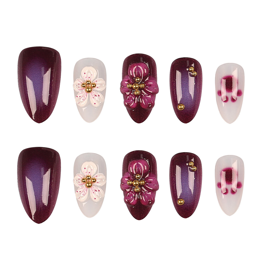 Gothic Floral Press-On Nail Art