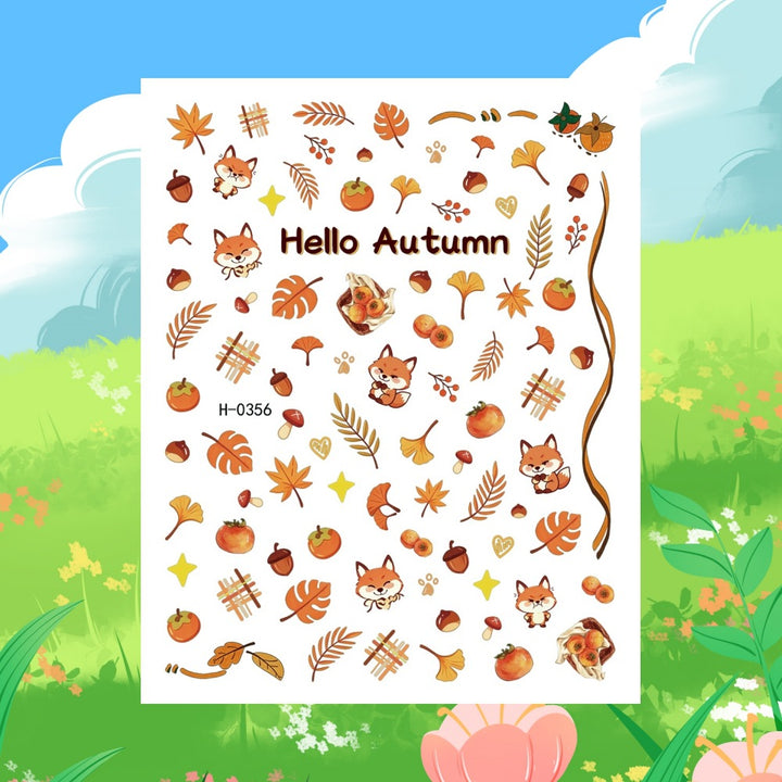 Autumn-Themed Nail Art Sticker Sheet