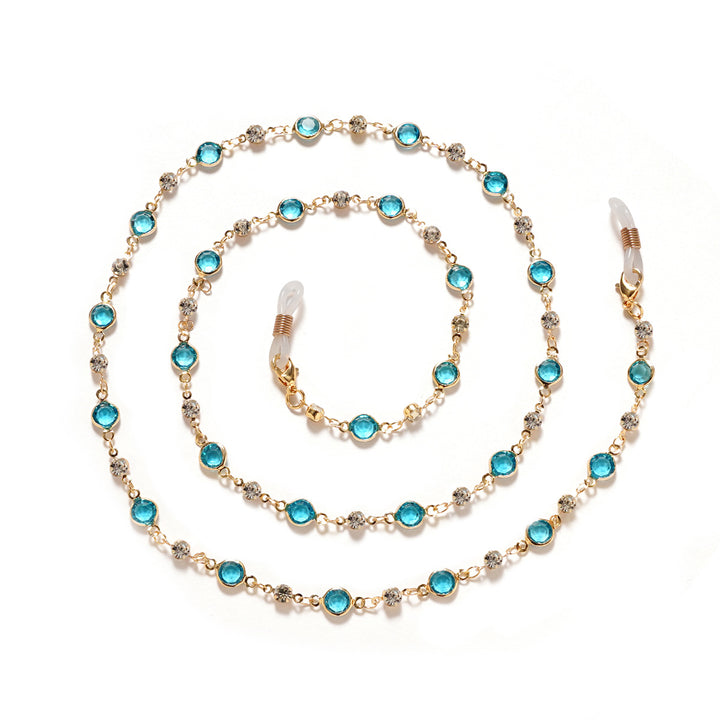Elegant Rhinestone and Gemstone Eyewear Chain kalsten