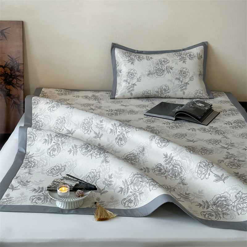 Bed Sheet Set with floral all-over print and decorative hem band