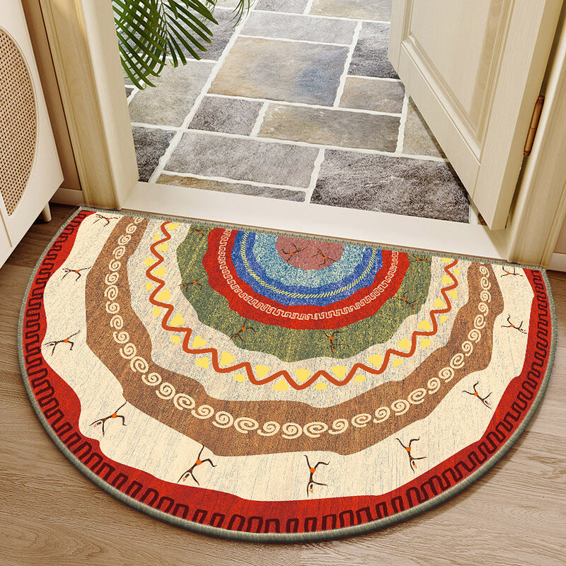 Elegant Round Floral Design Indoor Mat Kalsten