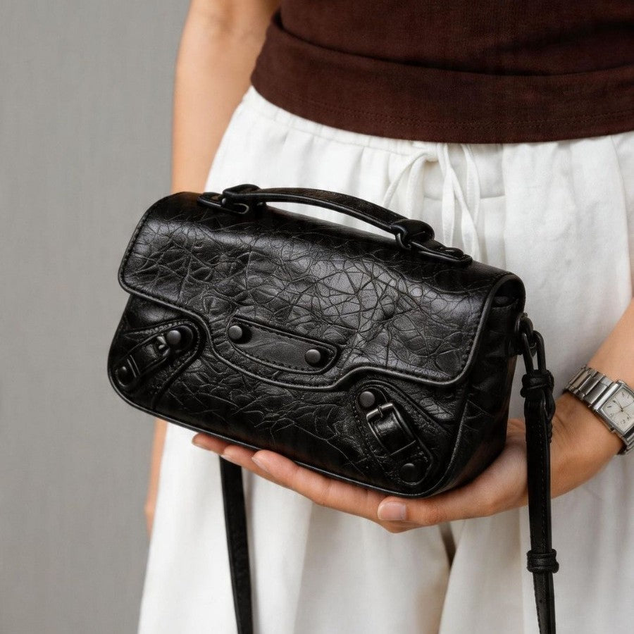 Mini Textured Top-Handle Convertible Crossbody Satchel
