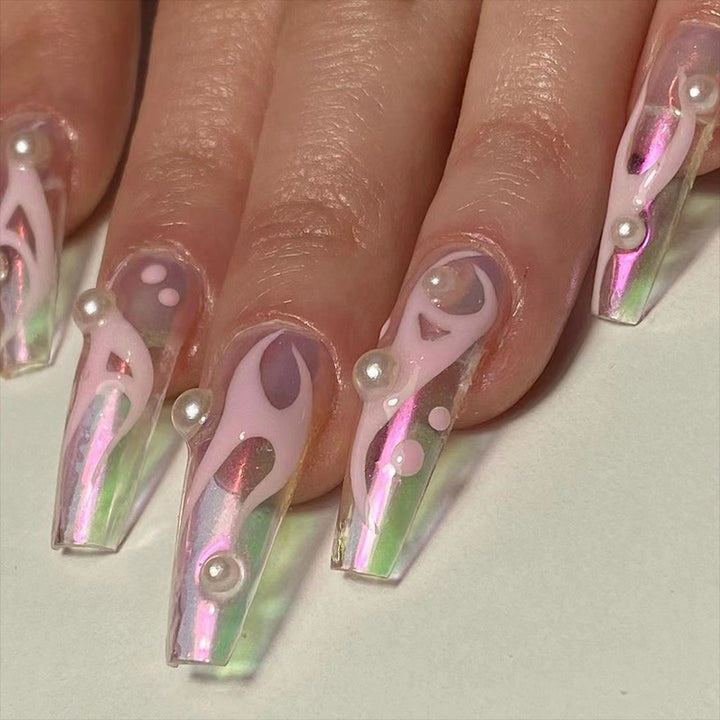 Artful Gel Nails with Holographic Accents Kalsten