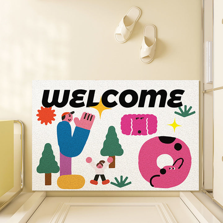 Playful Illustrated Welcome Mat Kalsten
