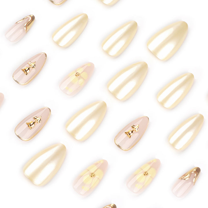 Artful nail art with floral decorations and glitter accents Kalsten