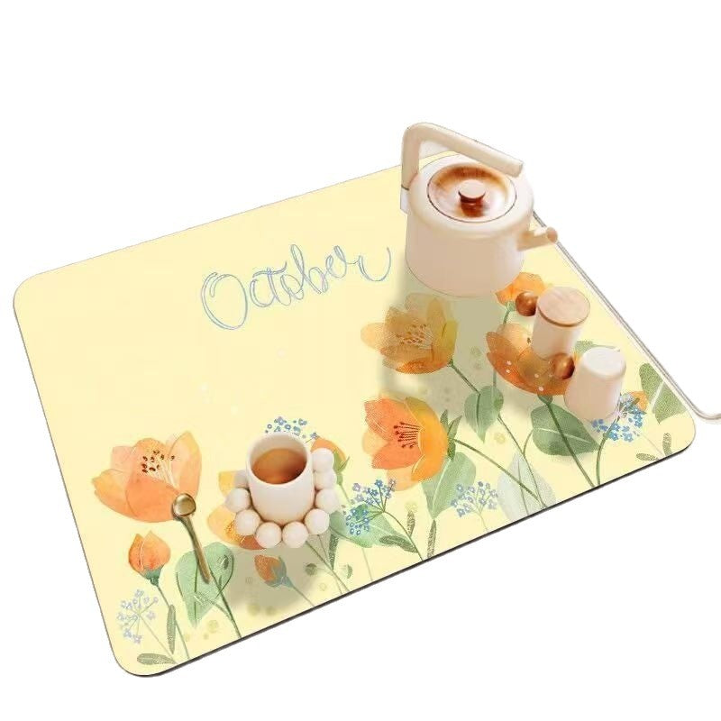 Decorative Floral Print Kitchen Counter Mat Kalsten