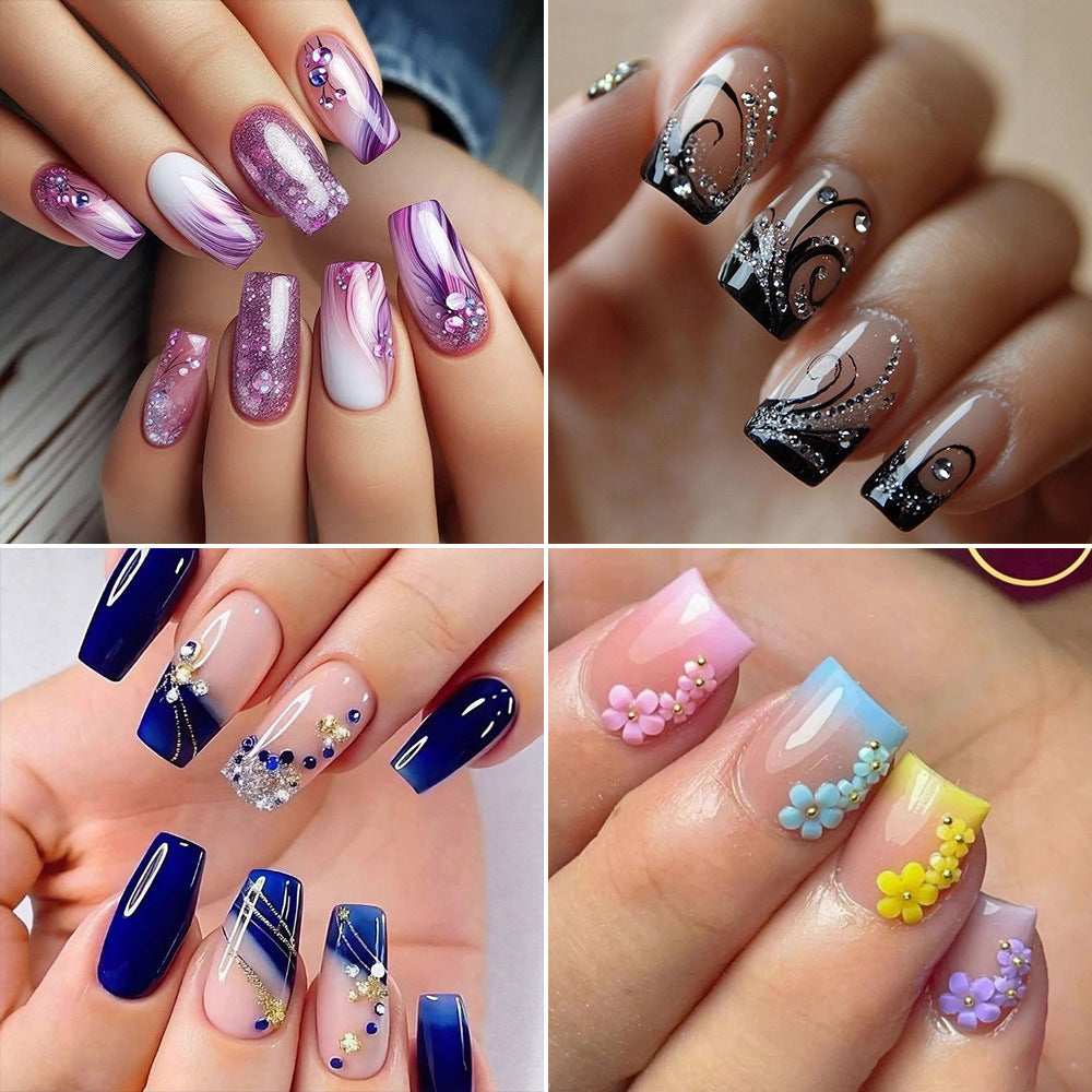 Artificial nails with floral 3D applications Kalsten