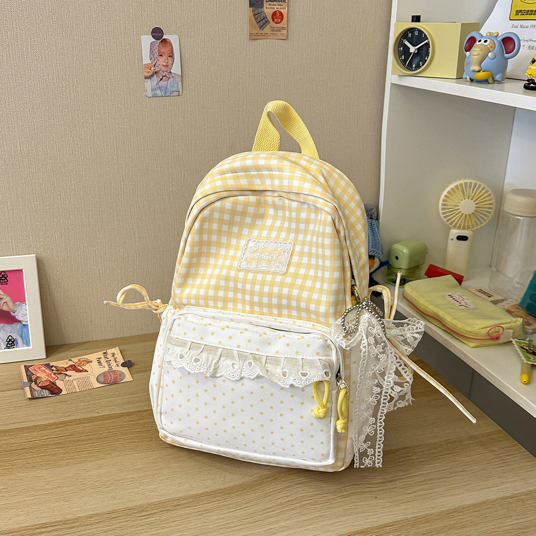 Stylish Gingham Patterned Backpack Kalsten