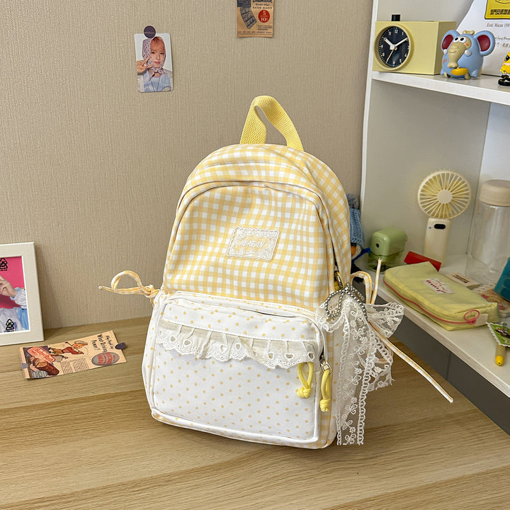 Stylish Gingham Patterned Backpack Kalsten
