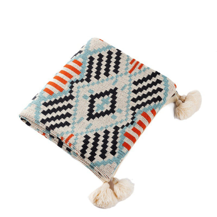 Aztec Patterned Knit Throw Blanket Kalsten