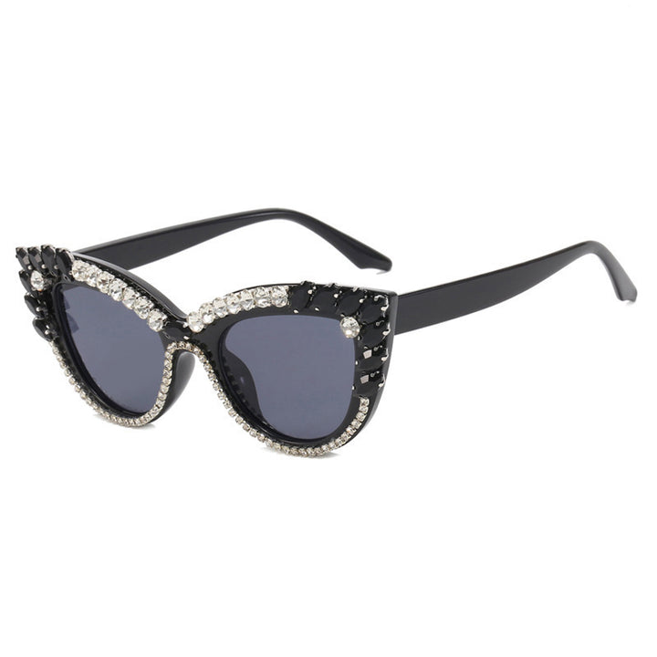 Ladies Glamorous Cat-Eye Sunglasses with Extravagant Crystal Decoration Kalsten
