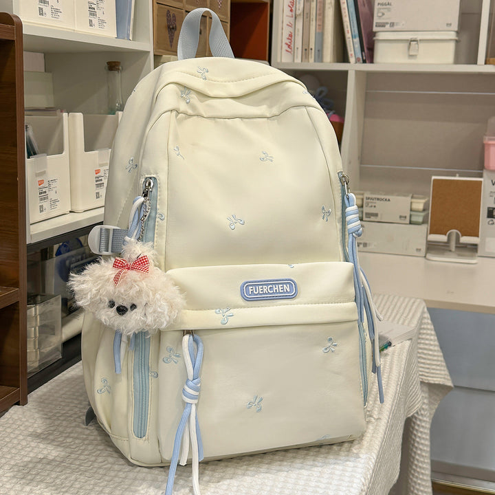 Stylish Multi-Pocket Backpack with Furry Keychain Kalsten