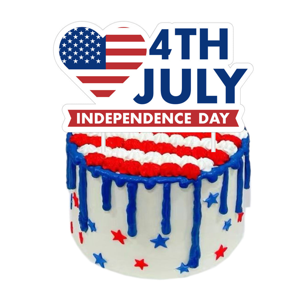 Unisex nan patriotic acrylic cake topper with US flag heart motif Kalsten