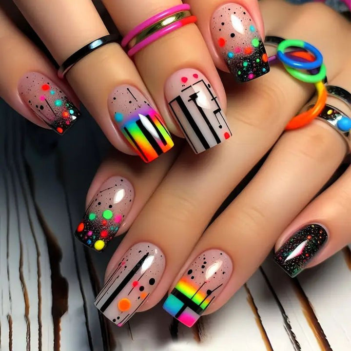 Artistic Neon Acrylic Nail Art Kalsten