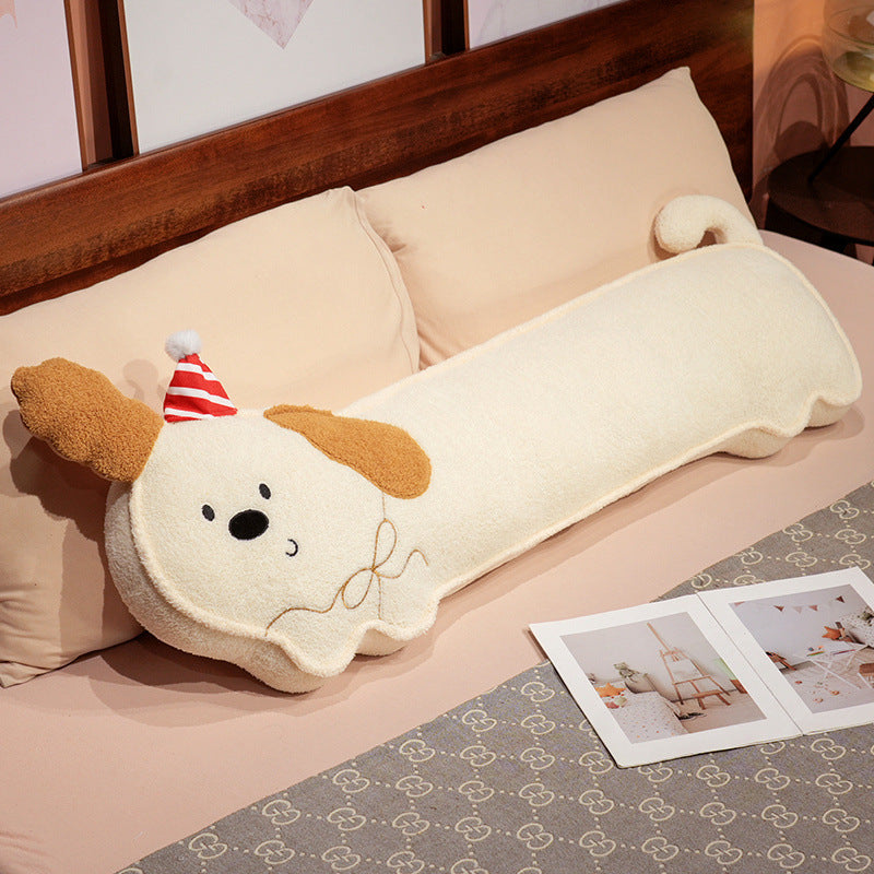 Extra-long plush body pillow in cat shape with neck support