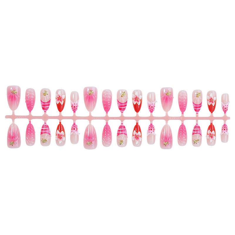 Artificial nail set with blooming 3D details and glitter accents Kalsten