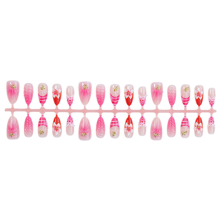 Artificial nail set with blooming 3D details and glitter accents Kalsten