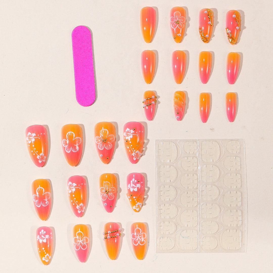 Decorative Gradient Floral Nail Art Extensions Kalsten