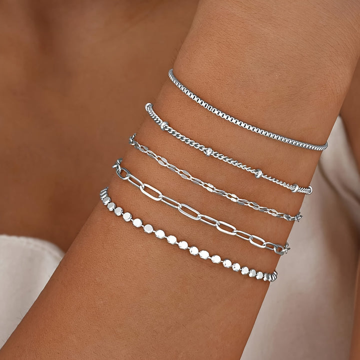 Delicate Gold Chain Bracelet Set Kalsten