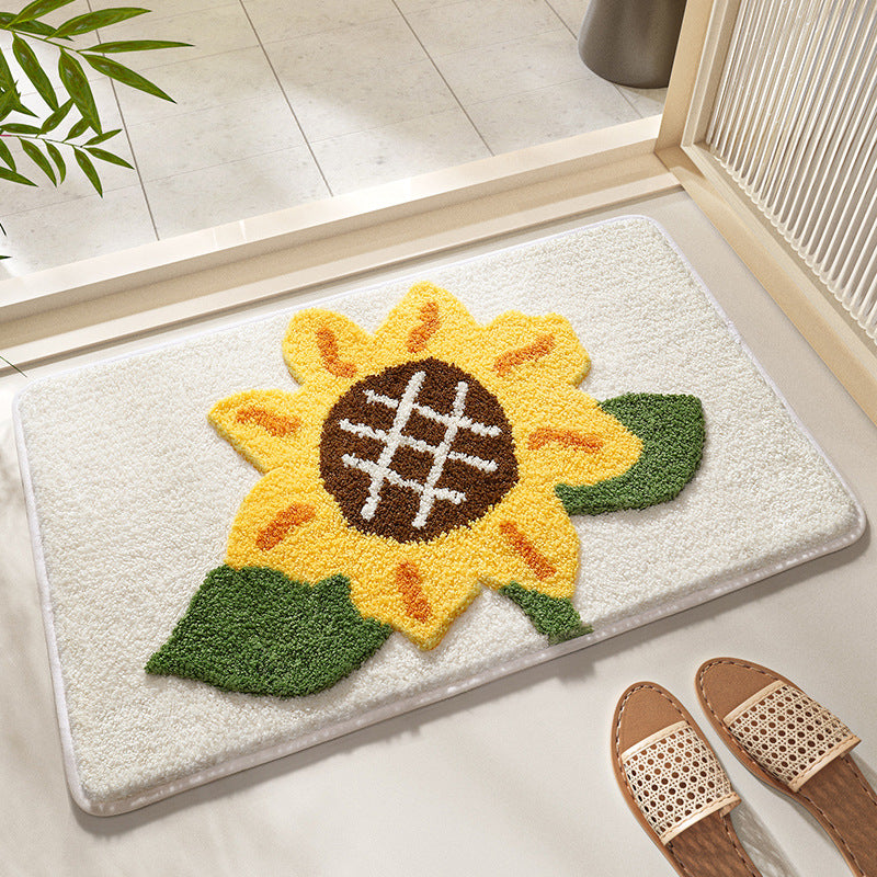 Leaf Design Plush Bathroom Mat Kalsten