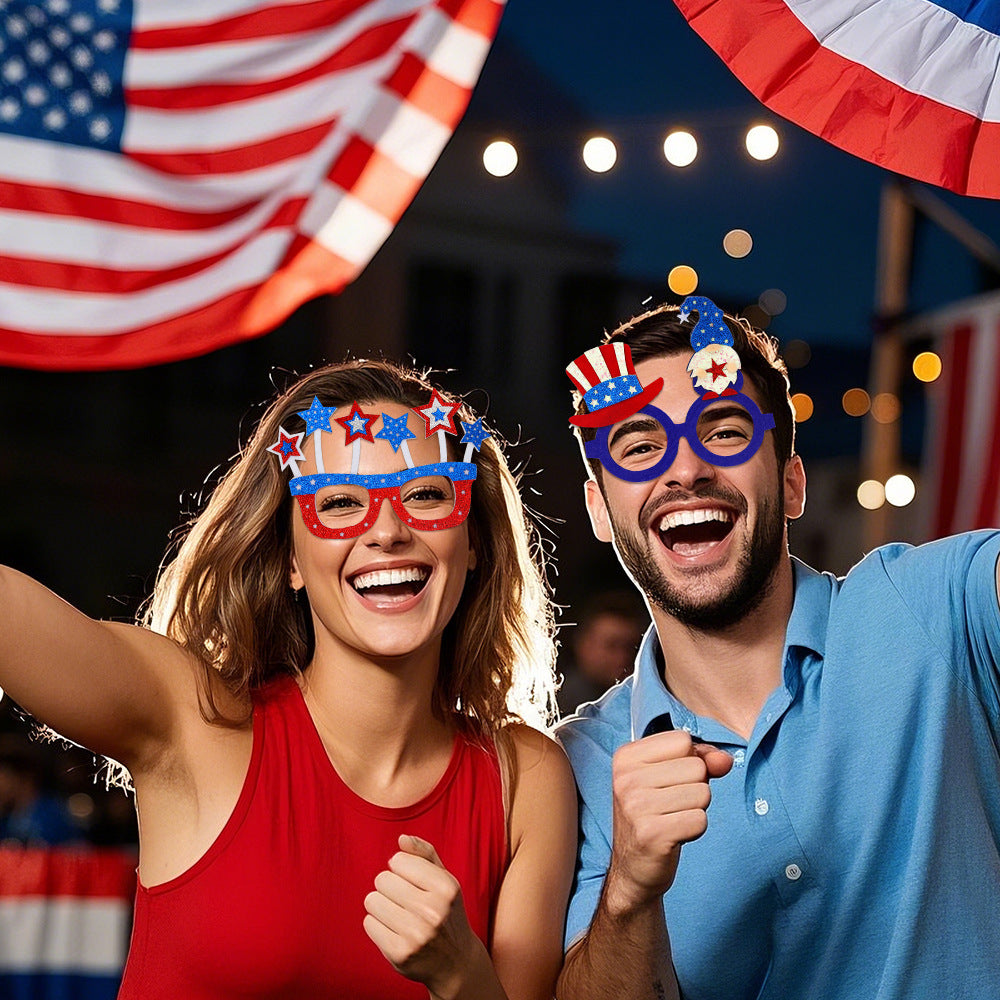 Unisex glitter glasses with USA lettering and round frame party glasses Kalsten