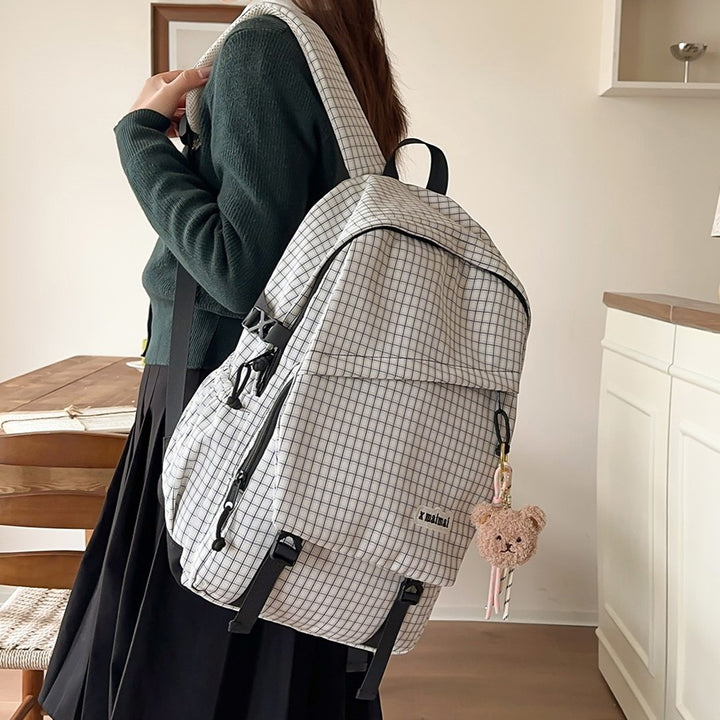 Stylish Grid Pattern Backpack Kalsten