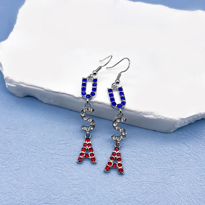 Women's nan long patriotic mesh tassel dangle earrings Kalsten
