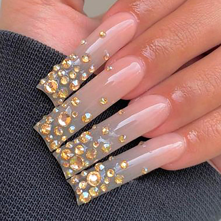 Decorative Long Stiletto Press-On Nails with Rhinestone Accents Kalsten