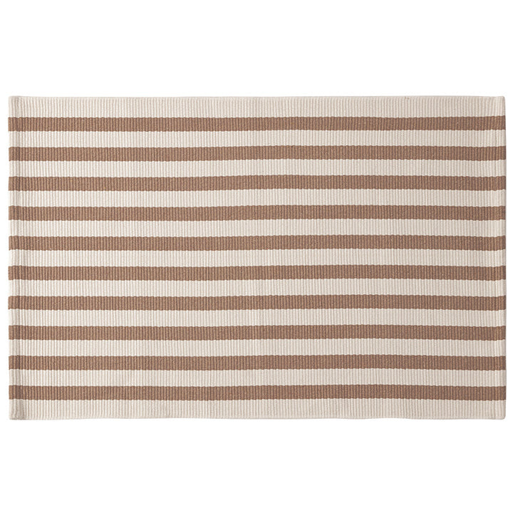 Flat woven runner for living and dining room with modern stripe pattern