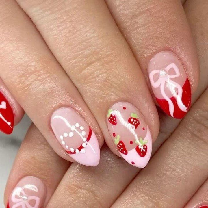 Charming Strawberry-Themed Nail Art Set