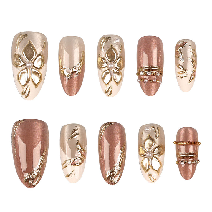 Floral Embellished Press-On Nails