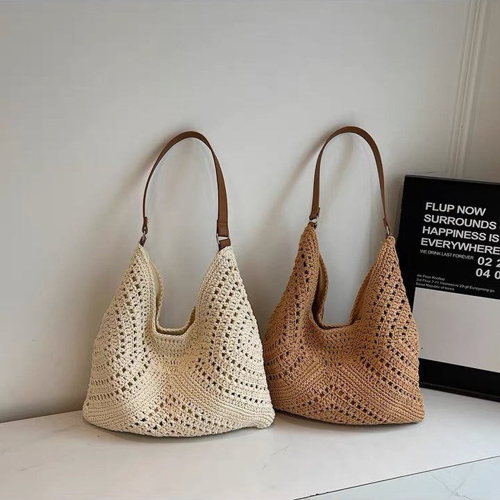 Handmade crochet bag with leather handles Kalsten