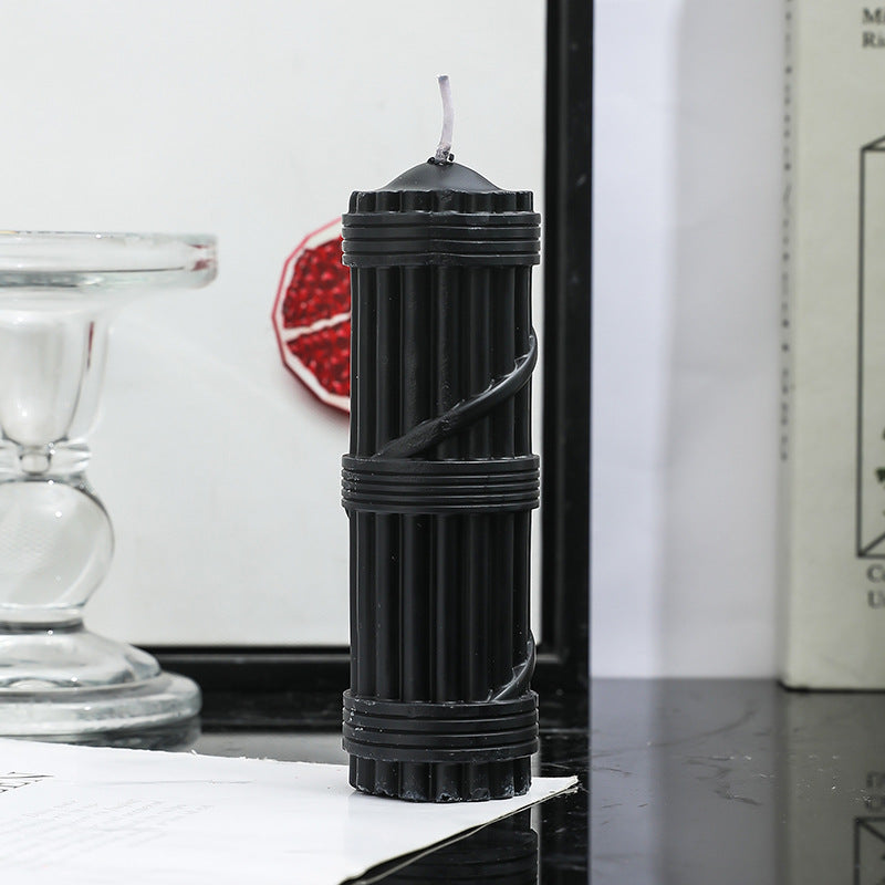 Fluted Column Decorative Pillar Candle with Textured Ribbed Sides