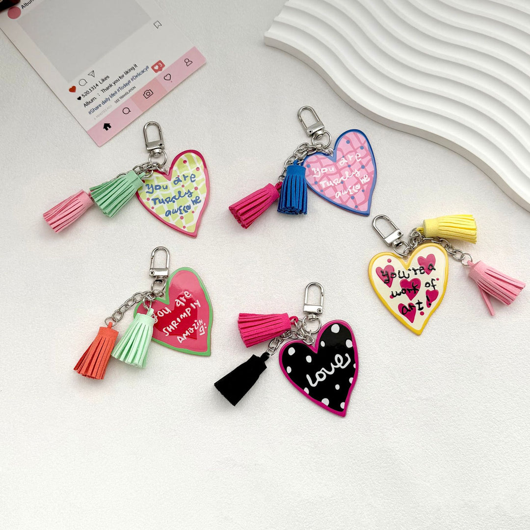 Quirky Heart Charm Keychain Kalsten
