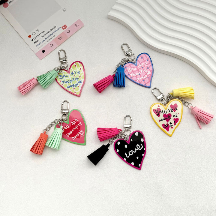 Quirky Heart Charm Keychain Kalsten