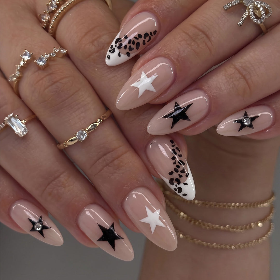 Artistic Stiletto Press-On Nail Design
