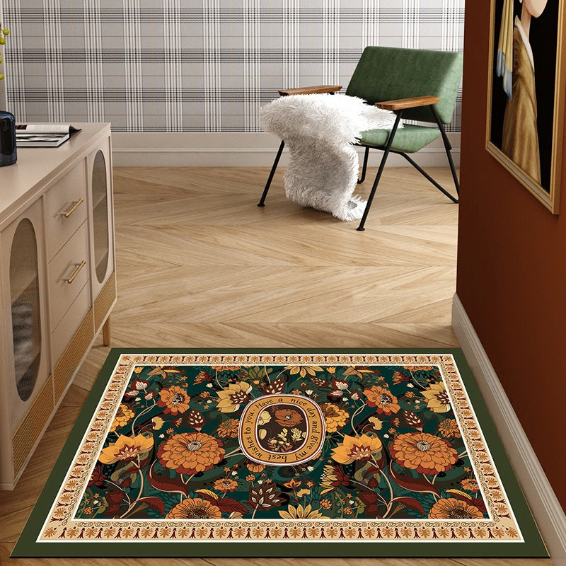 Half-Round Rose Patterned Entryway Mat