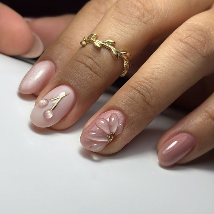 Floral Embellished Press-On Nails Kalsten