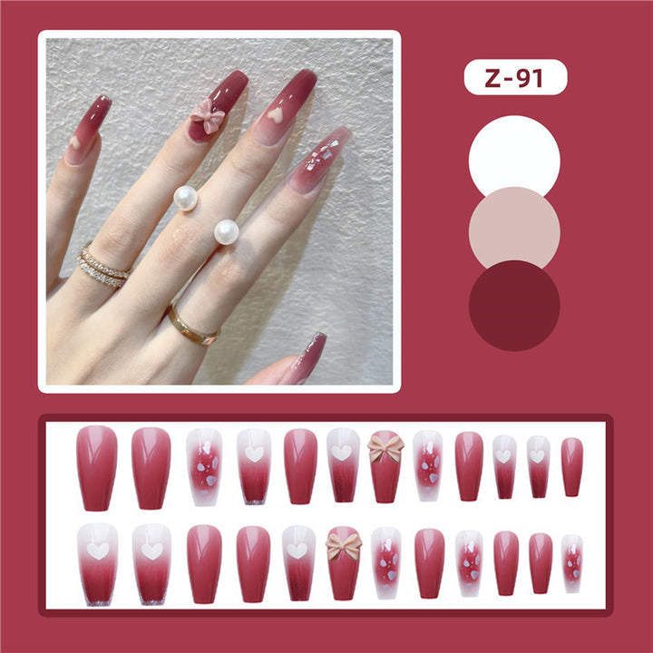 Artistic Press-On Nail Set with Floral Accents