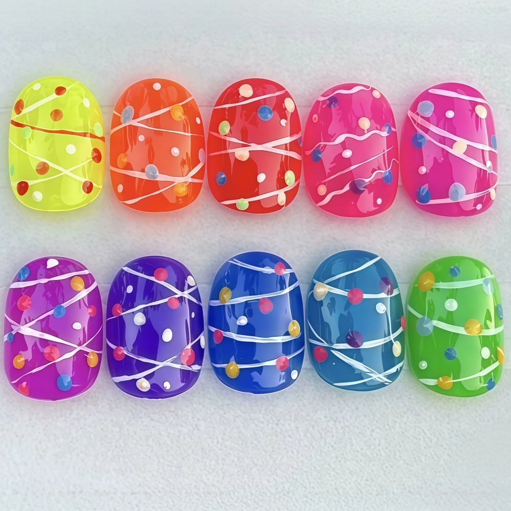 Colorful playful design artificial nails Kalsten
