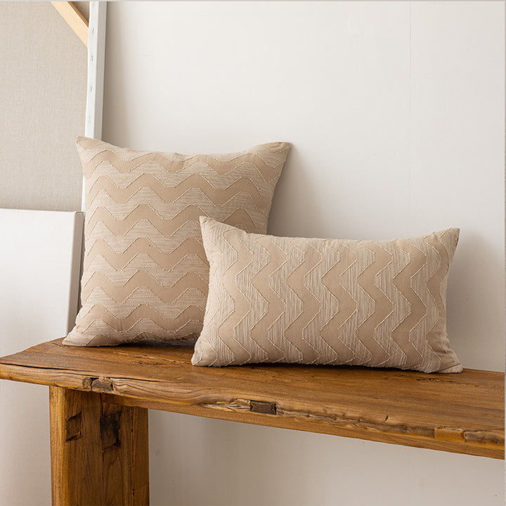 Decorative Chevron Textured Square Throw Pillow Cover with Woven Zigzag Embroidery