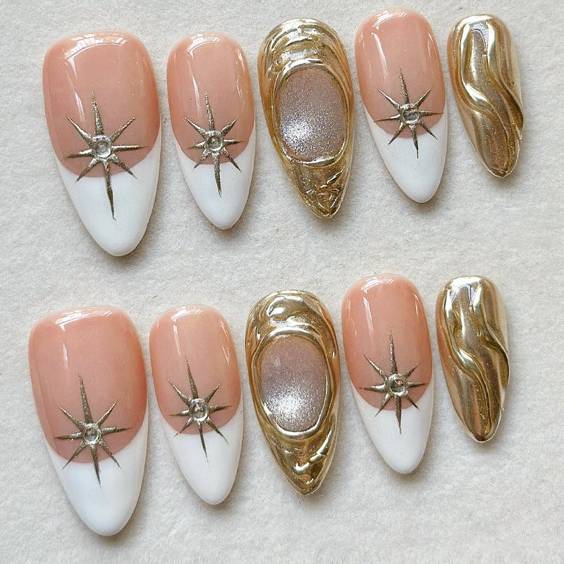 Acrylic nail set with luxurious flower decorations Kalsten