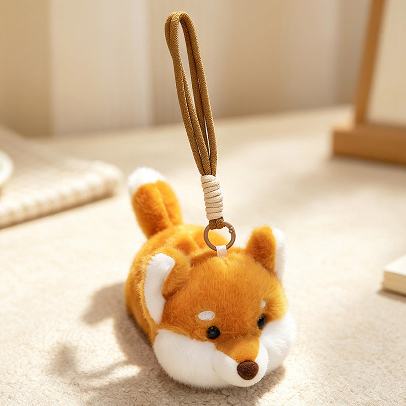 Plush Fox Bag Charm Keychain with Wrist Loop and Soft Faux-Fur Kalsten