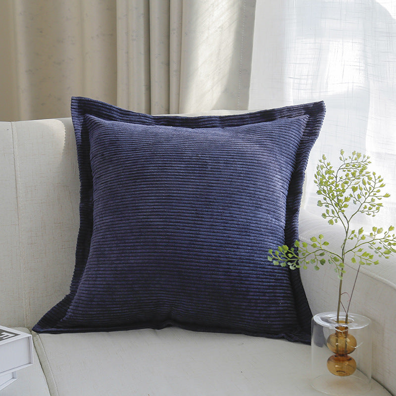 Ribbed Corduroy Square Throw Pillow Cover with Flange Edge and Hidden Zipper