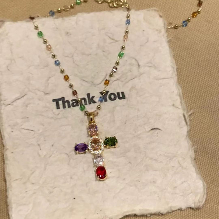 Creative Beaded Cross Necklace Kalsten