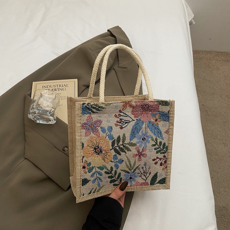 Floral Embellished Mini Tote Bag