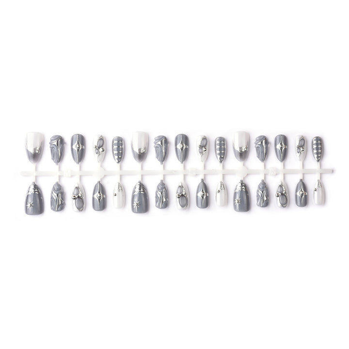 Artistic Press-On Nail Set with Metallic Accents Kalsten