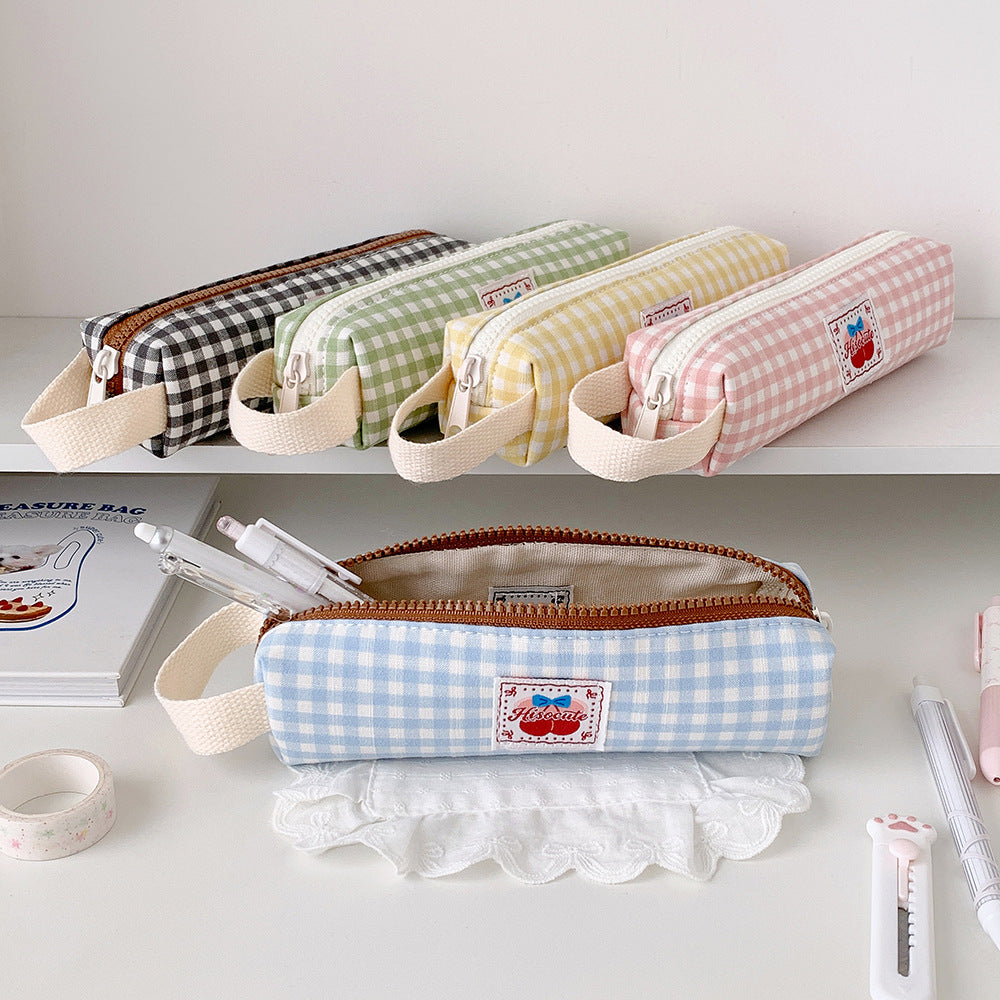 Vintage Checkered Pencil Case