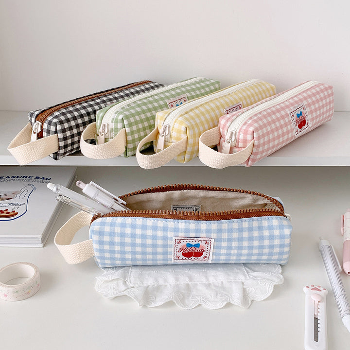 Vintage Checkered Pencil Case
